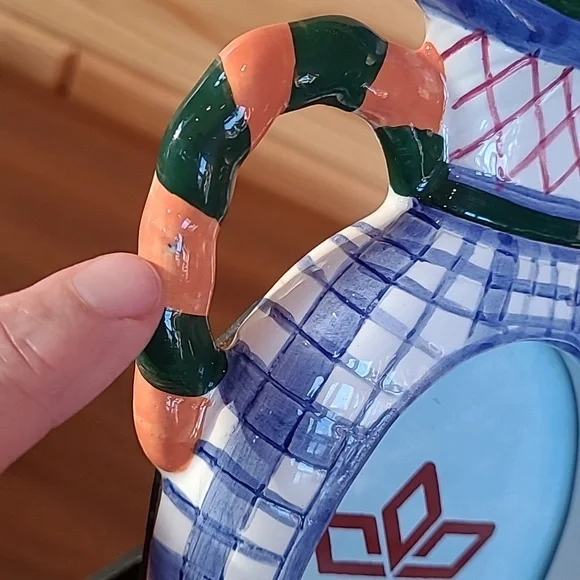 Vintage 90s Ceramic Picture Frame Colorful Double Handled Vase Jar Hand Painted - Picture 8 of 13